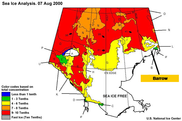 Sea Ice Analysis. 07 Aug 2000